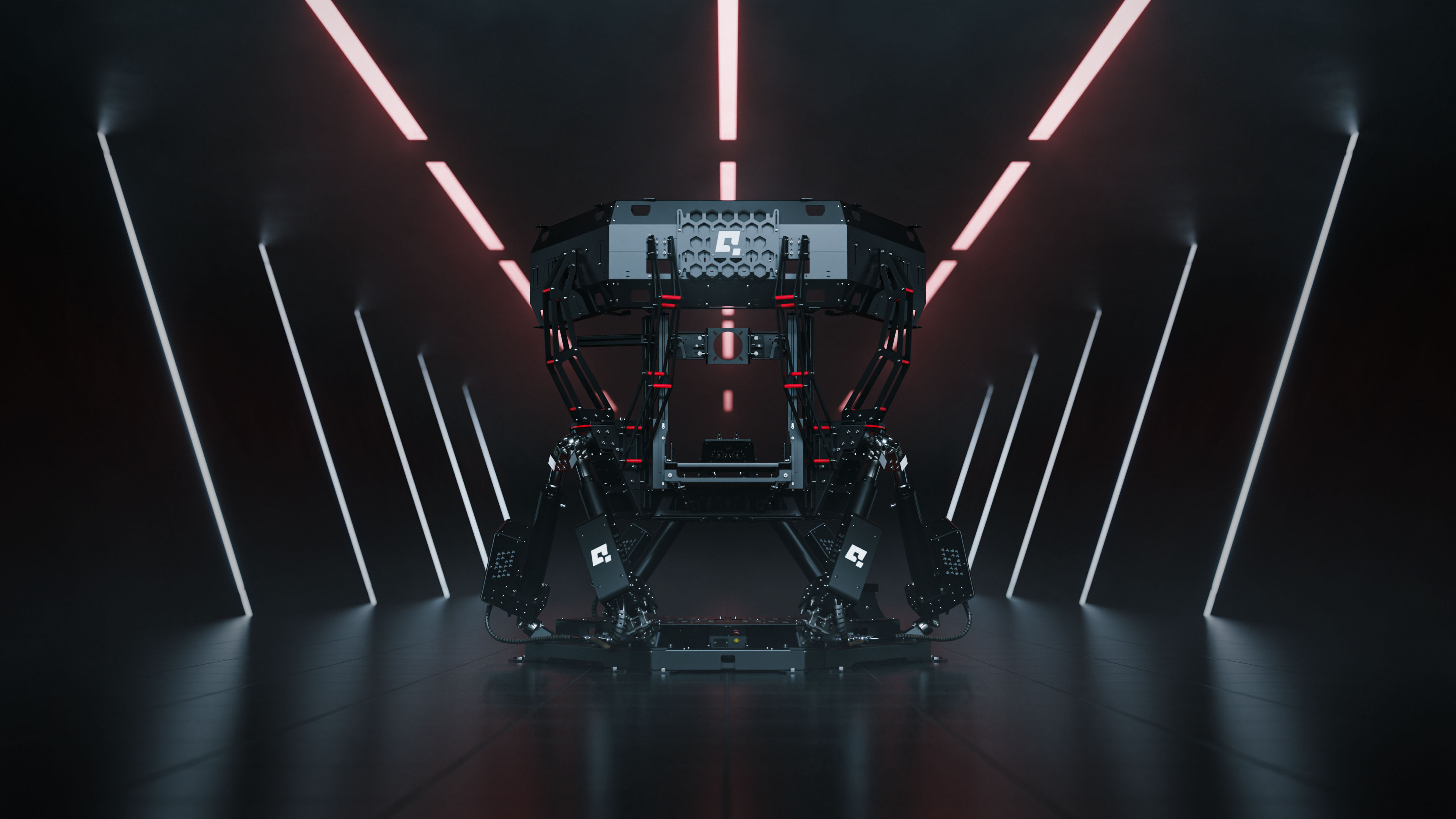 Complete Qubic System QS-S35 6DOF motion platform viewed from the front